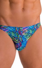 Bikini Brief Swimsuit in Tan Through Neon Ferns, Front Alternative