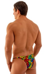 Super Low Brazilian Bikini in Tan Through Technicolor, Rear View