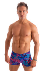 mens swimwear square cut boxer style swimsuit in Tan Through Bora Bora 1