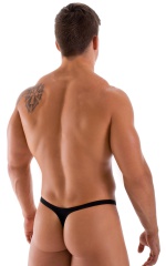 Stuffit Pouch Thong Back Swimsuit in ThinSKINZ Black, Rear View