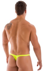 Stuffit Pouch Thong Back Swimsuit in ThinSKINZ Chartreuse, Rear View