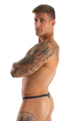 Mens Thong Swimsuit - Bravura Pouch in Semi Sheer Shadow Peep Show 5