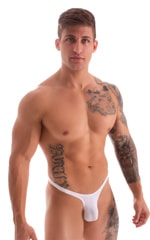 mens best seller T back thong swimsuit in sheer see through white bikini