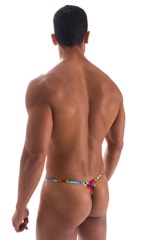 Smooth Pouch Skinny Sides Swim Thong in Classic Tie Dye, Rear View