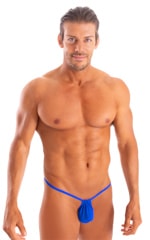 Mens Micro Adjustable G String Swimsuit in Royal Blue Powernet 4