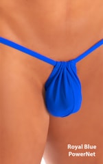 Mens Micro Adjustable G String Swimsuit in Royal Blue Powernet 5