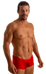 Extreme Low Square Cut Swim Trunks in Super ThinSKINZ Candy 4
