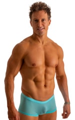 Extreme Low Square Cut Swim Trunks in Super ThinSKINZ Sky 6