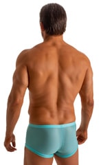 Extreme Low Square Cut Swim Trunks in Super ThinSKINZ Sky 8