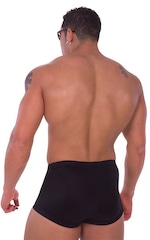 Fitted Pouch - Square Cut - Watersports Swim Trunks in Black, Rear View