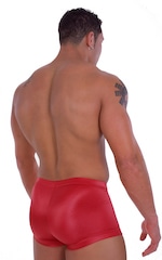Fitted Pouch - Square Cut - Watersports Swim Trunks in Wet Look Red, Rear View