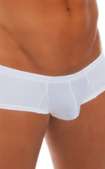 Pouch Enhanced Micro Square Cut Swim Trunks in Optic White and White Powernet 4
