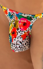 Sunseeker Micro Pouch Half Back Bikini in Semi Sheer Hibiscuc Printed Mesh 7