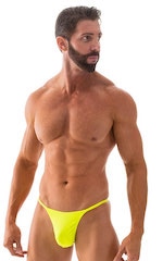 Smooth Pouch Skinny Sides Swim Thong in Chartreuse, Front Alternative