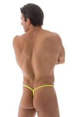 Y Back G String Swim Thong in ThinSkinz Chartreuse, Rear View
