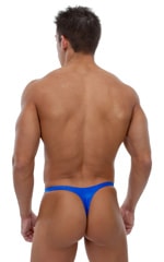 Swimsuit Thong with Pouch Enhancement in Wet Look Royal Blue, Rear View