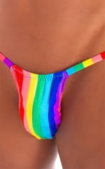 Mens G String Swim Thong in Rainbow Stripe 3