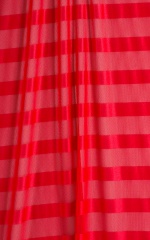 semi sheer red satin stripe nylon lycra stretch mesh fabric