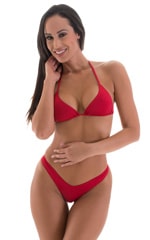 High Cut - Half Back - Scrunchie Bottom in Semi Sheer ThinSkinz Red, Front View