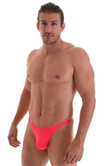 T Back Thong Swimsuit in ThinSkinz Neon Coral, Front View