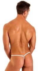G String Swimsuit - Adjustable Pouch in Super ThinSKINZ White, Rear View