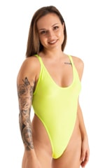 Womens One Piece Thong Swimsuit in Super ThinSKINZ Lemon-Lime 7