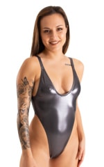 Womens One Piece Thong Swimsuit in Black Ice 4