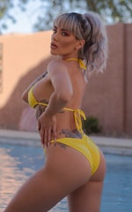 Brazilian Pucker Butt Bikini Bottom in Sunshine Yellow, Rear View