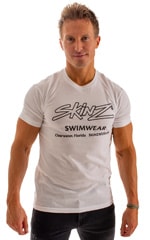 SKINZ  Black Front  Logo on White Tee Shirt, Front Alternative