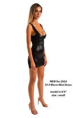 Micro Mini Club Party Dress in Wet Look Black 1.5