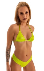 Cheeky Booty Shorts in Wet Look Acid Lime, Front Alternative