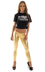 Womens Super Low Rise Leggings in Metallic Liquid Gold, Front Alternative