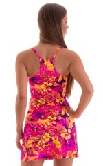 Cover Up Mini Dress in Tahitian Sunset, Rear View
