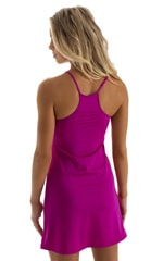 Cover Up Mini Dress in Magenta, Rear View