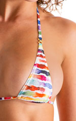 Mini Micro G String Bikini Bottom in Super Thin Skinz Water Color Waves 4