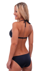 womens sexy halter style underwire push up top in Black, Rear View