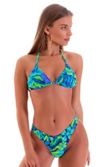 Classic Triangle Swimsuit Top in Tahitian Rainforest, Front View