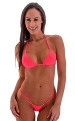womens micro g string thong swimsuit bikini with rhinestones in sheer ThinSKINZ Neon Coral