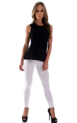 Womens Super Low Rise Leggings in Optic White, Front View