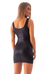 Micro Mini Dress in Wet Look Black, Front View