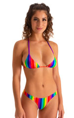 womens sexy t back thong swimsuit low cut micro bikini swimwear in Pride Rainbow Stripe