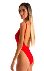 Womens One Piece Zipper Front Swimsuit in Ruby Red 5