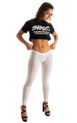 Womens Super Low Rise Fitness Leggings in White Powernet 4