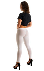 Womens Super Low Rise Fitness Leggings in White Powernet 5