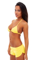 Womens SusieQ Split Short Beach Cover-Up in ThinSKINZ Buttercup 1