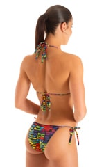 Womens Side Tie Brazilian Bikini Bottom in Tan Through Technicolor 3
