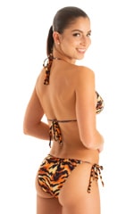 Womens Side Tie Brazilian Bikini Bottom in Super ThinSKINZ Tiger 2